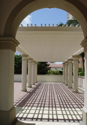 open lattice trellis walkway