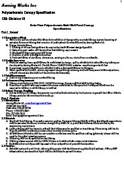 AWI Polycarbonate Canopy Specifications